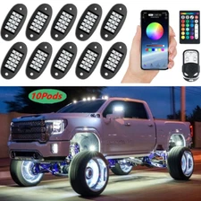 10 Pods RGB LED Rock Lights Neon Underglow LED Kit For Dodge Ram 1500 2500 3500