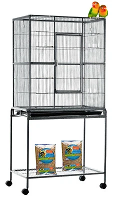 MCAGE 64" X-LARGE Wrought Iron Flight Aviary Canary Finches Bird Cage Removable Stand