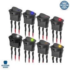 8Pcs 12V 20A LED Round Toggle Switches for Car, Marine, RV - SPST On-Off, 3-P...
