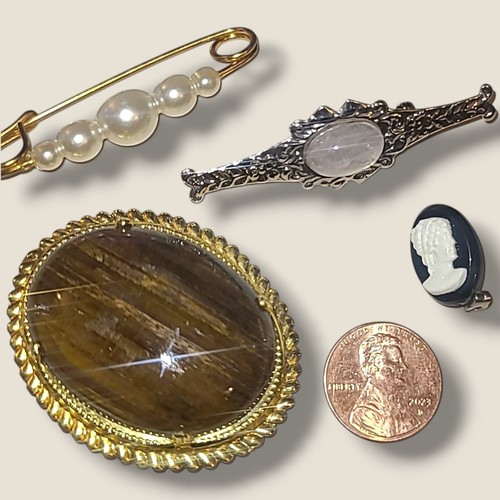 Konvolut 6 Vintage Faux ausgefallene Broschen Anstecknadeln - Bild 6 von 6