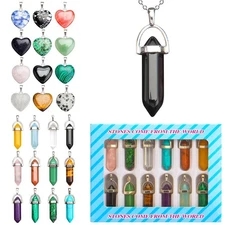 12pcs Natural love heart quartz crystal pendant carved gem mineral reiki healing