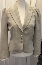 Rebecca Taylor Women's Plaid Blazer Lace Detail SZ 4 Workwear Classic