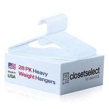 Ultra Heavy Duty Plastic Hangers, Made in USA, White Heavy Weight Hanger, 28