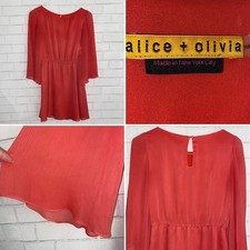 Alice & Olivia LYLA $265 Fit and Flare Flutter Sleeve Sleeve Coral Dress XS EUC