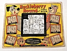 1960 Roalex Slide Puzzle "Huckleberry Hound" Hanna Barbera Unused On Card