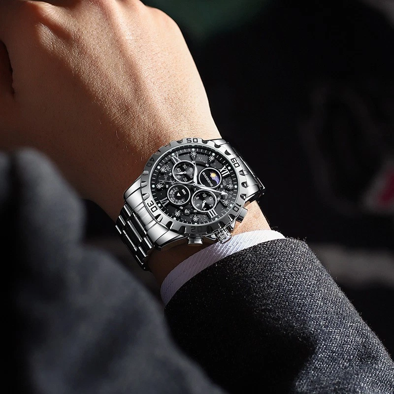 Automatic Non-mechanical Watch Steel Belt Waterproof Quartz Watch Men's Watch - Изображение 4 из 4