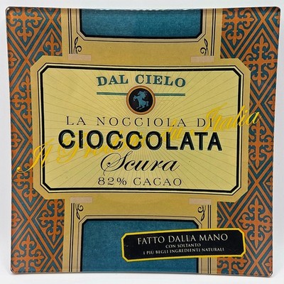 Dal Cielo Cioccolata Scura 82% Cacao 8'' Glass Advertising Plate Italy