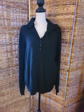 VTG NWT Jones New York Black Wool Sweater SZ XL Collar Button Neckline