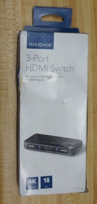 Insignia 3-Port HDMI Switch with 4K 60Hz and HDR Pass-Through, Splitter Switcher