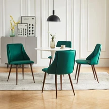 Modern Dining Chairs Set of 4 Velvet Kitchen Chairs with Metal Legs Accent Chair