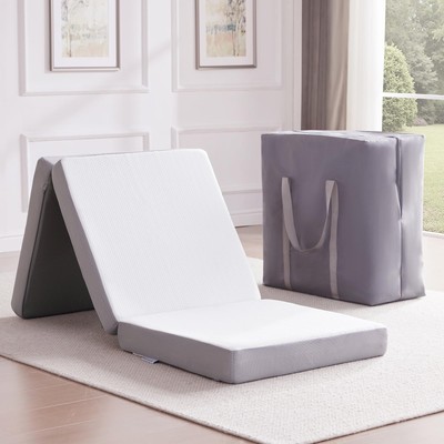 Tri Folding Mattress, Tri fold Mattress Single 4 inch Foldable Mattresses Mem...