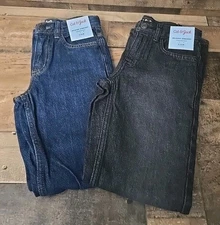 Lot Of 2 Cat And Jack Relaxed Straight Jeans Boys 8 Slim Adjustable Waist School