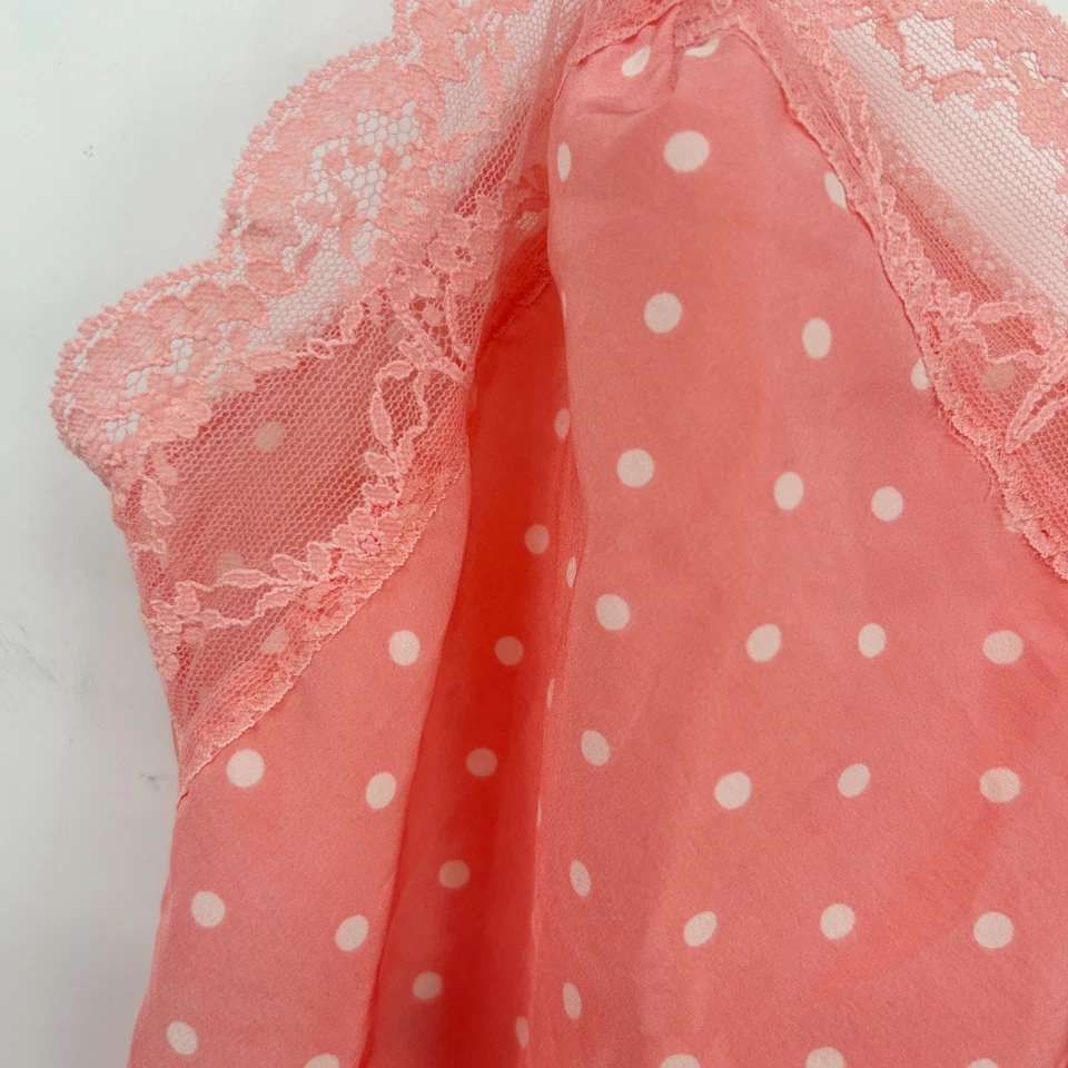 Warners Originals женщин Y2K винтажный в горошек кружева отделки Cami верхний размер 34 коралл - Изображение 3 из 4
