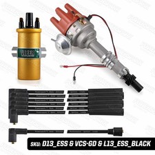 Ford Essex V6 Electronic Distributor Viper Gold Sports Coil Black 8mm HT Leads