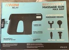WARM RELAX Recovery Massage Gun Max Grip Cordless 4 Heads Ultra Quiet Full Body