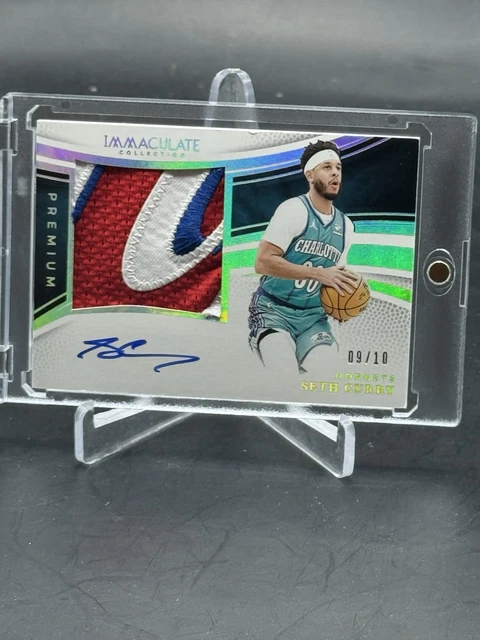 2024 Panini Immaculate Seth Curry Premium Logo Patch Auto Gold /10 Hornets