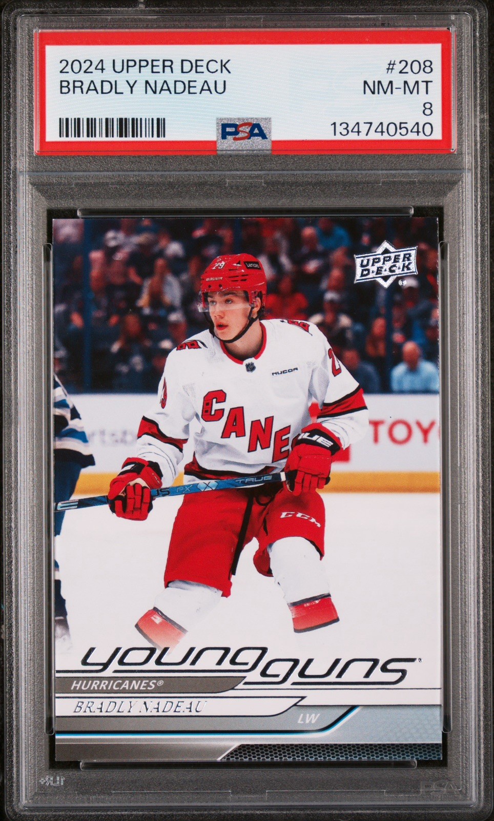 2024-25 Upper Deck Young Guns Bradly Nadeau PSA 8 #208 Carolina Hurricanes PSA 8