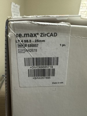 Ivoclar Vivadent IPS e.max ZirCAD LT 4 98.5mm x 25mm Zirconia Disc *USED*