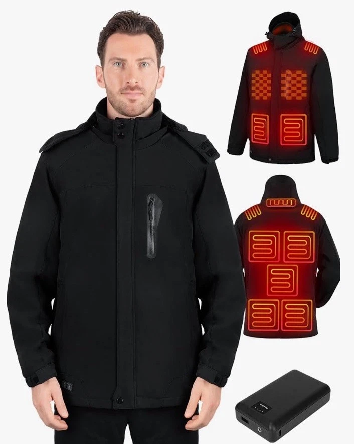 Men's Heated Jacket with 16000 Mah Battery Pack Soft Shell 2XL