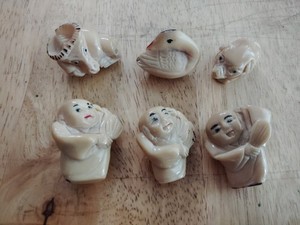 Set Of 6 Vintage Japanese Netsuke Buttons
