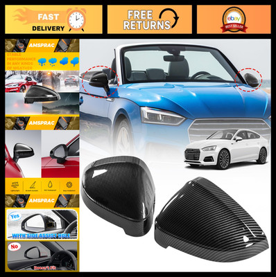 Carbon Fiber Look Side Rearview Mirror Covers with Lane Assist for 2017-2023 Aud