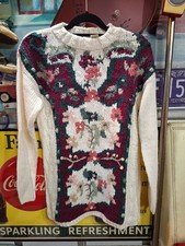 VTG 80s 90s Colleen's Collectibles S Hand Knit Sweater Oversized 3D Cottagecore