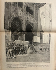 Incisione originale d'epoca 1903 illustrazione a doppia pagina Alberto Pasini