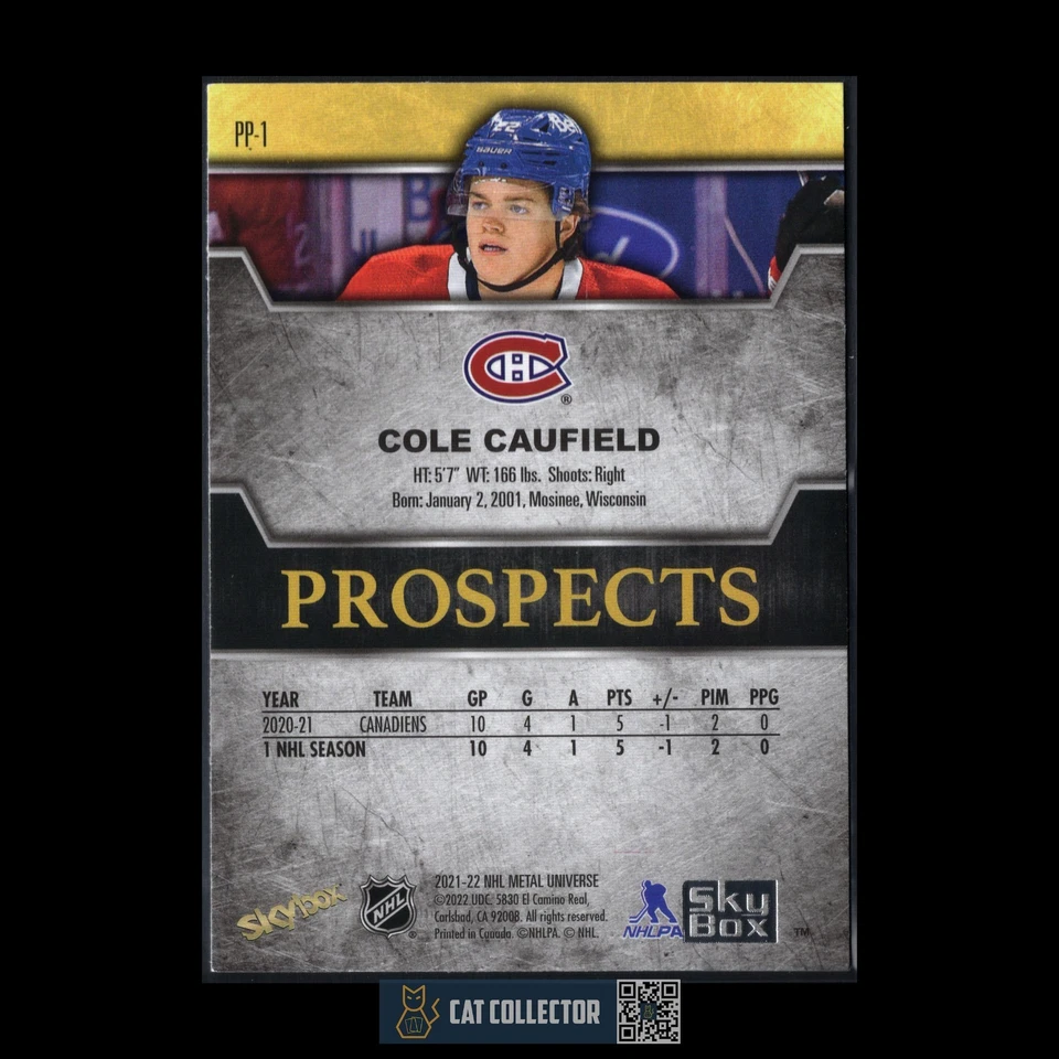 2021-22 SkyBox Metal Universe COLE CAUFIELD #PP-1 Premium Prospects Rookie RC - Image 4 of 4