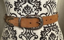 Brighton Vintage Belt Multicolor Small 39400 Leather Metal Accents Boho 1995