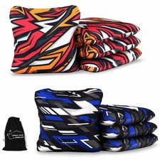 Professional Cornhole Bags Set of 8 - Dual Sided Stick Slide Suede/Woven