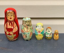 Fairytale Little Red Riding Hood Set of 5 Matryoshka Russian Nesting Dolls