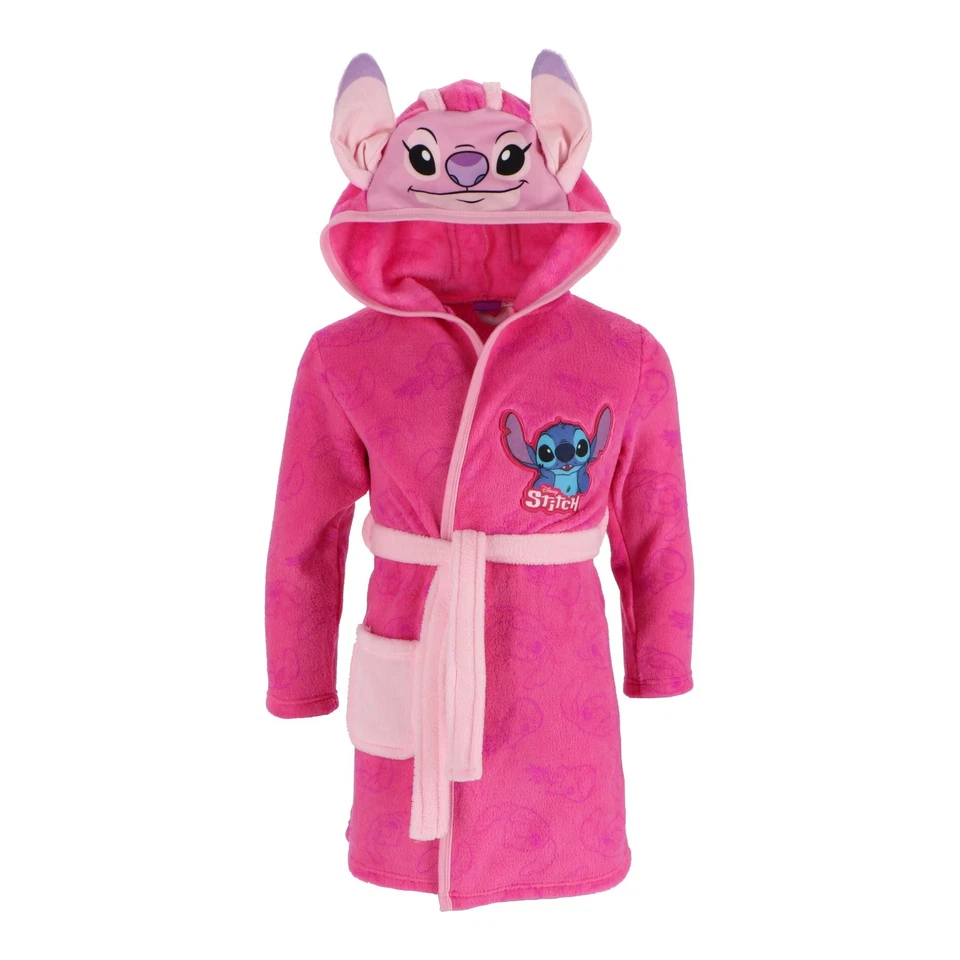 DISNEY Lilo & Stitch Albornoz Infantil Suave Coral Fleece para Horas Cómodas