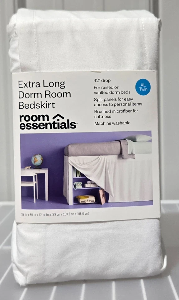 Falda de cama blanca abovedada para dormitorio Room Essentials con caída de 42" 39" x 80" Foto 2 de 4