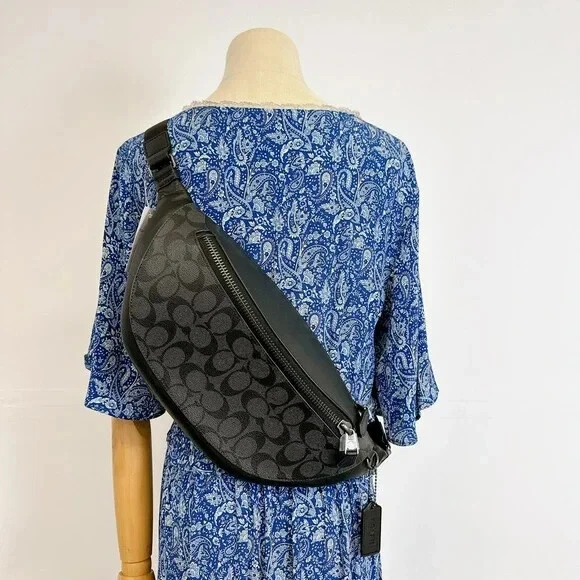 Coach 78777 Warren Belt Bag In Signature Canvas IN Black | eBay 