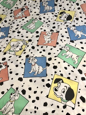 Vintage Disney 101 Dalmatians Twin Size Flat Sheet Squares Spots - Main Image