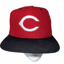 Cinnncinati Reds White C Red Hat Cap Black Bill Baseball Logo Snapback EUC