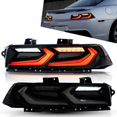 VLAND Smoked LED Taillights For 2014-2015 Chevrolet Chevy Camaro Rear Brake Lamp