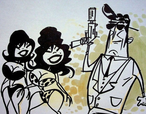 Marcador entintado a mano original firmado por Marc Perry AGENTE diseño áspero boceto arte #PY - Imagen 3 de 3