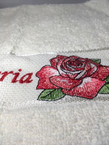 Beautiful Rose Hand-Embroidered Stitched Hand Towel Made in Bulgaria Linen - Picture 3 of 6