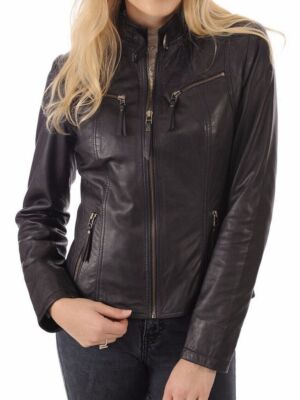 ELEGANT New Women's Black Jacket 100% Pure Sheepskin Stylish Slim Fit Jacket