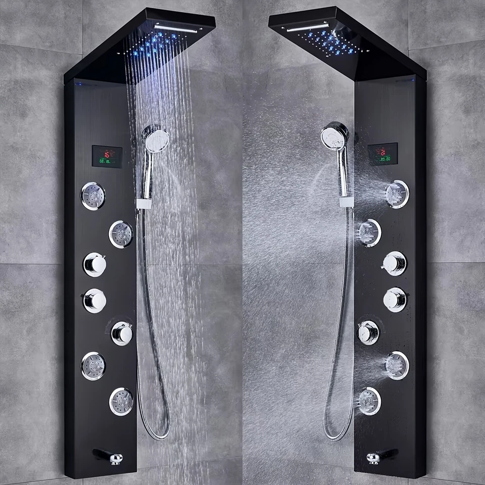 Multifunktionales Dusche Leiste LED Duschsystem Handbrause Regenfall Edelstahl - Bild 2 von 4