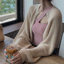 Women's Thin Section Loose Lazy Wind Long-sleeved Knitted Short Cardigan Jacket