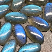 Natural Labradorite 16x8mm Flat Back Long Oval Cabochon Loose Gemstone(s)