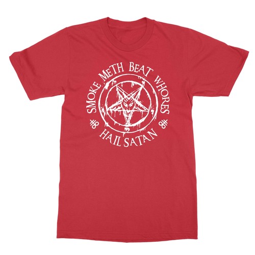 Smoke Meth Beat Whores Hail Satan Religious Spoof Gifts Unisex Tee Tshirt - Picture 14 of 16