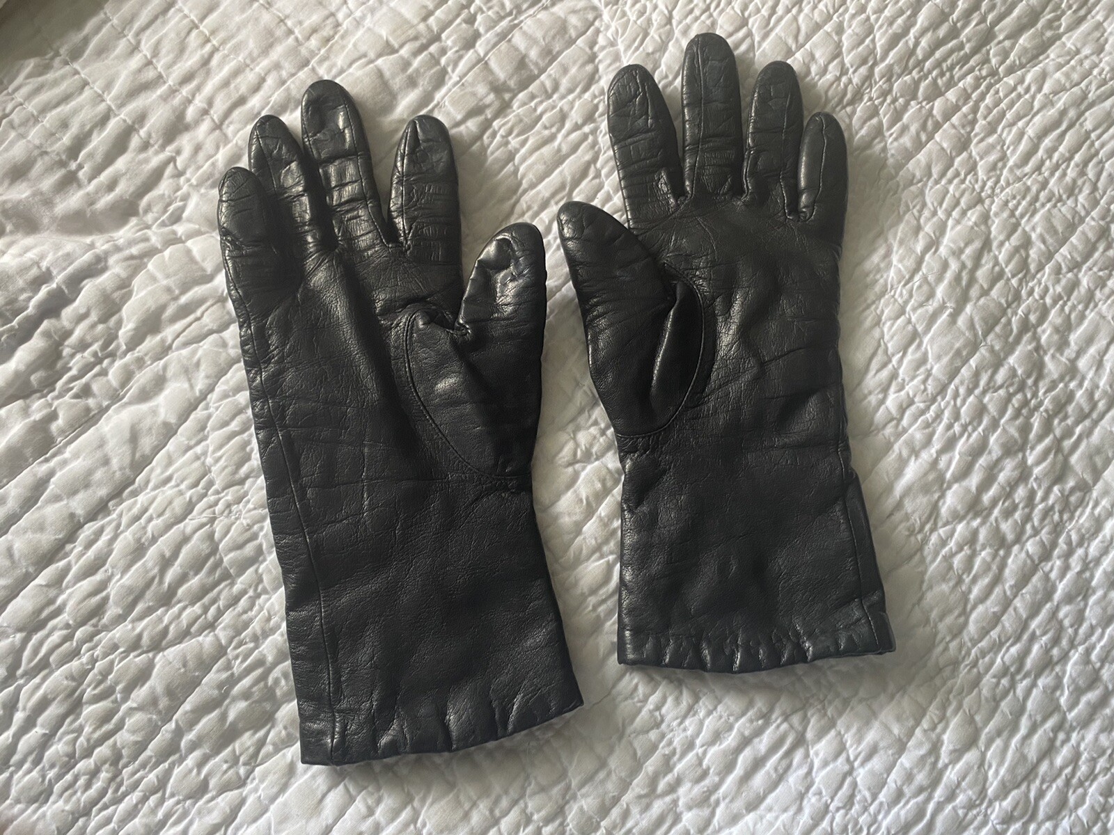 Women’s Black Leather Gloves, Fleece Lined, Size L , eBay