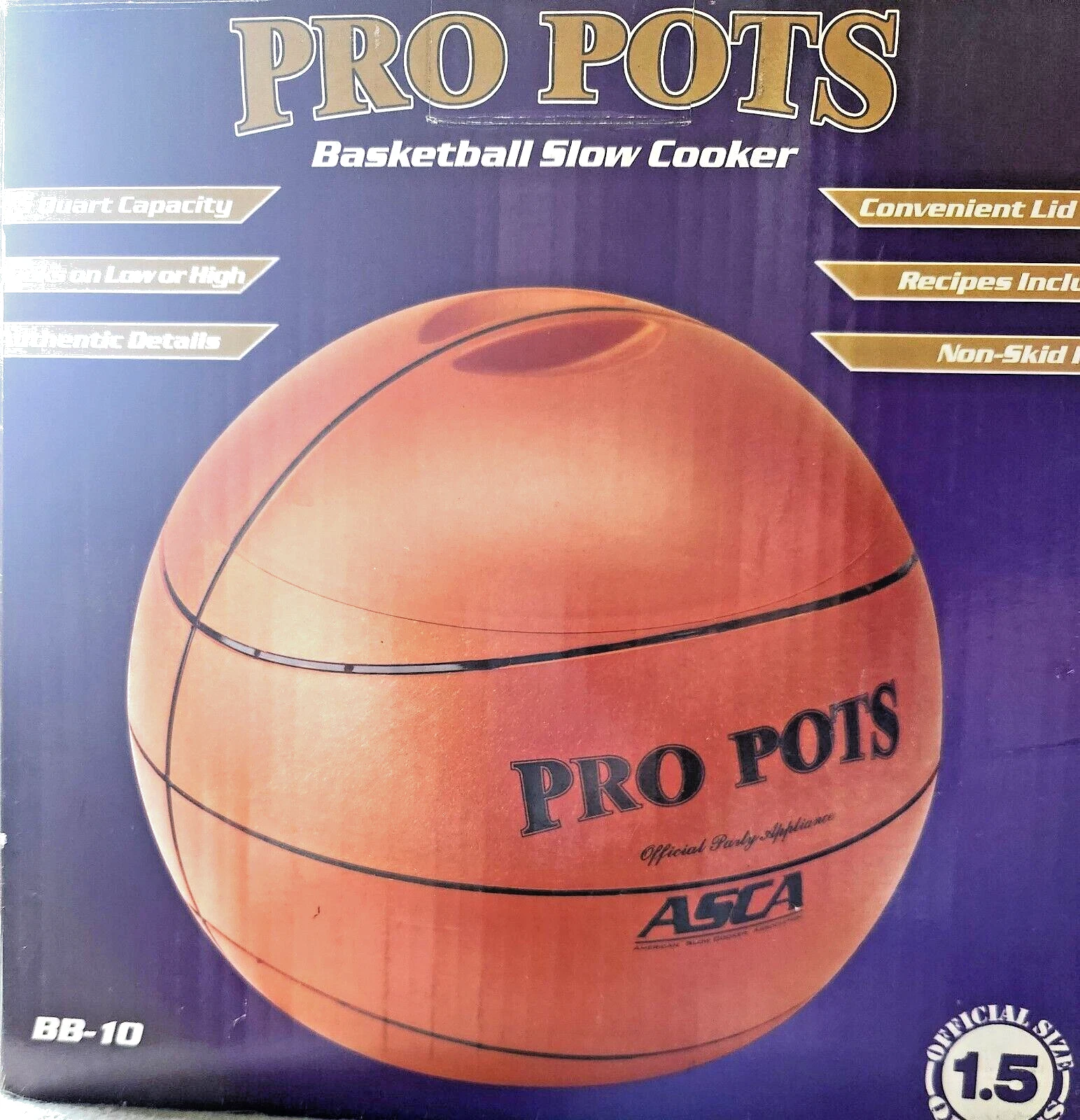 Pro Pots Basketball Slow Cooker 1.5 Qt Tailgate Party March Madness, BB-10, New