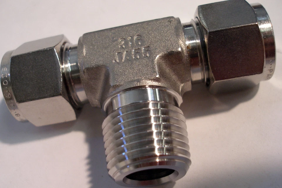 Parker 6MRT6N-316 Stainless Tee Fitting, 3/8" tube OD x 3/8" NPT, A-LOK Series - Image 3 of 4