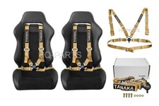 X 2 Tanaka Universal Dark Gold 4 Point Camlock Racing Seat Belts Harnesses 2