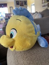 Disney Store The Little Mermaid FLOUNDER Yellow Fish Plush Stuffed Toy 10" AH 