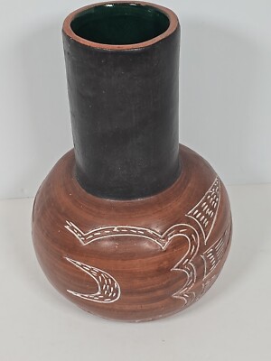 Southwestern Pottery Ceramic Vase Crafted With Geometric Patterns Decorative 